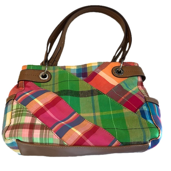 Kim Rogers Colorful Patchwork Canvas Satchel Shoulder Bag Handbag Purse - Picture 2 of 9